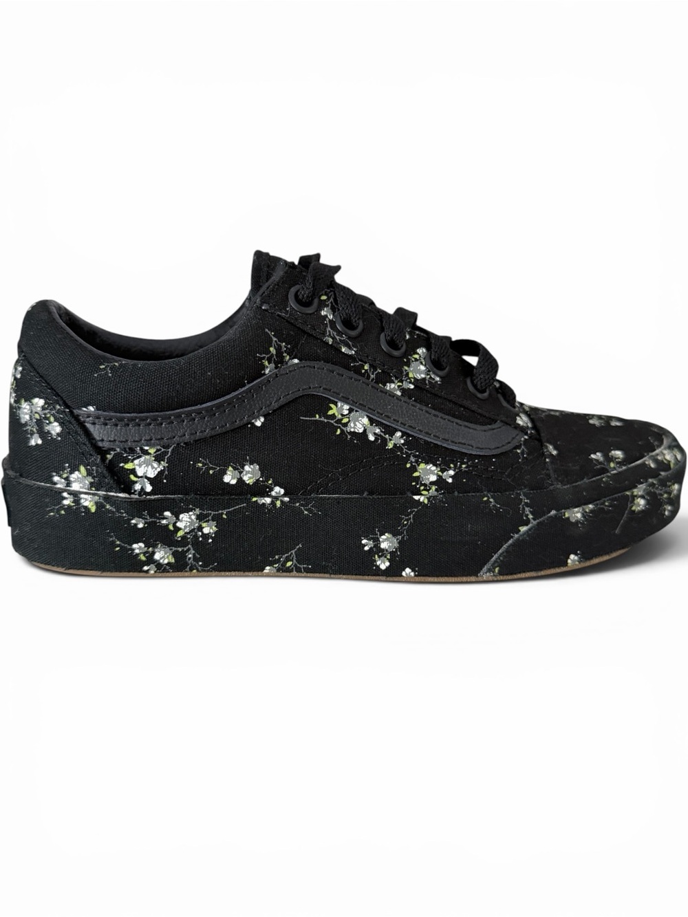 VANS Black Midnight Floral Old Skool Canvas Skate Sneakers women's 7